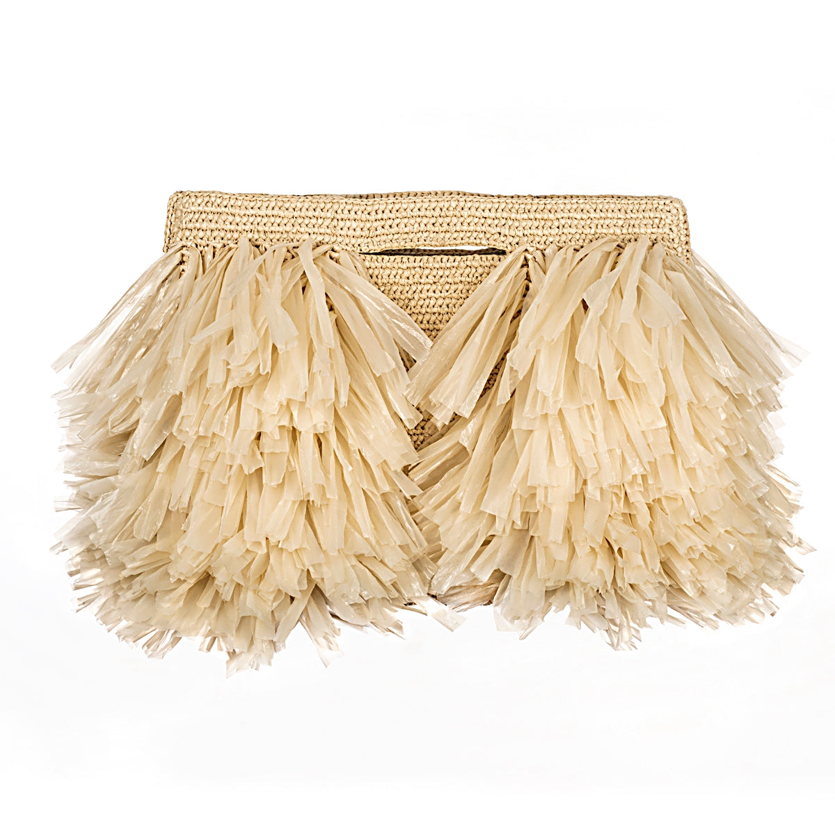 Handmade Sand Color Tote Bag with Fringe XL