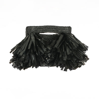 Handmade Black Clutch Bag with Fringe XS